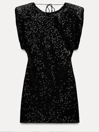 Valencia™ | Sequin Shoulder-Padded Mini Dress